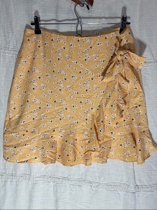 Princess Polly Dresses & Skirts - Princess Polly Yellow Floral Wrap-Style Mini Skirt